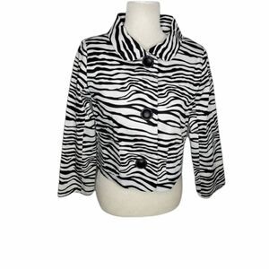 NEW VINTAGE 90s Painted Pony zebra print button‎ up crop jacket XS